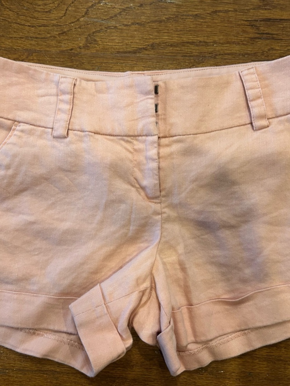 Express Pale Pink Linen-Blend Cuffed midi low rise size 0 Shorts